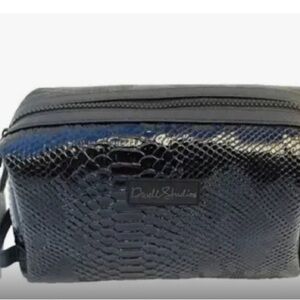 NWT Black Faux Snake Skin Dwell Studio Cosmetic Bag. Zip Closure & Side Pocket